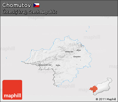 Silver Style 3D Map of Chomutov, single color outside