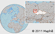 Gray Location Map of Chomutov, highlighted country, within the entire country, hill shading