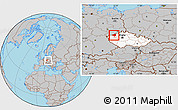 Gray Location Map of Chomutov, highlighted country, within the entire country