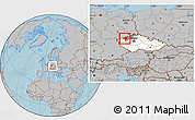 Gray Location Map of Chomutov, highlighted country, highlighted parent region, within the entire country, hill shading