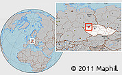 Gray Location Map of Chomutov, highlighted country, hill shading