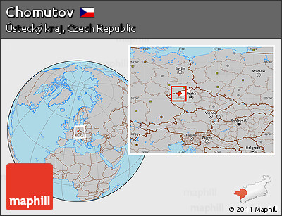 Gray Location Map of Chomutov, highlighted parent region, within the entire country