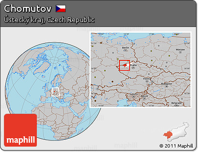 Gray Location Map of Chomutov, highlighted parent region, within the entire country