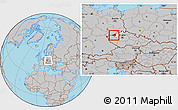 Gray Location Map of Chomutov, highlighted parent region, within the entire country