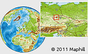 Physical Location Map of Chomutov, within the entire country