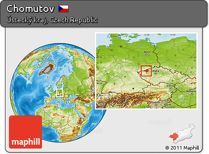 Physical Location Map of Chomutov