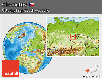 Physical Location Map of Chomutov