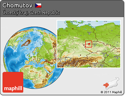 Physical Location Map of Chomutov