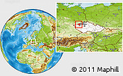 Physical Location Map of Chomutov, highlighted country, highlighted parent region, within the entire country