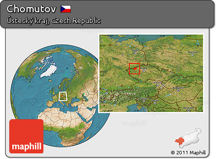 Satellite Location Map of Chomutov, within the entire country