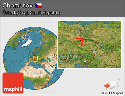 Satellite Location Map of Chomutov, within the entire country