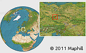 Satellite Location Map of Chomutov, within the entire country