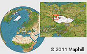 Satellite Location Map of Chomutov, highlighted country, within the entire country