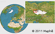 Satellite Location Map of Chomutov, highlighted country, highlighted parent region, within the entire country
