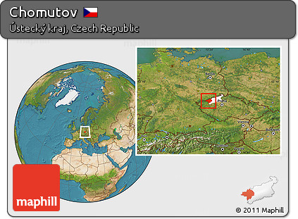 Satellite Location Map of Chomutov, highlighted parent region