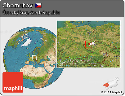 Satellite Location Map of Chomutov, highlighted parent region