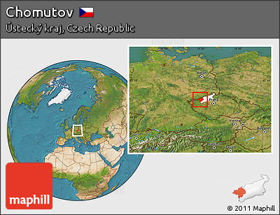 Satellite Location Map of Chomutov, highlighted parent region