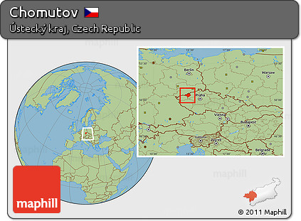Savanna Style Location Map of Chomutov, within the entire country