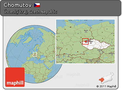 Savanna Style Location Map of Chomutov, highlighted country, highlighted parent region