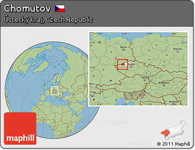 Savanna Style Location Map of Chomutov, highlighted parent region, within the entire country