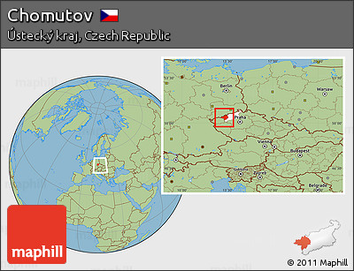 Savanna Style Location Map of Chomutov, highlighted parent region, within the entire country