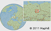 Savanna Style Location Map of Chomutov, highlighted parent region, hill shading