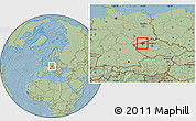Savanna Style Location Map of Chomutov, hill shading