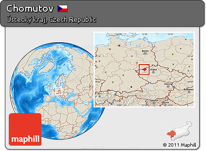 Shaded Relief Location Map of Chomutov