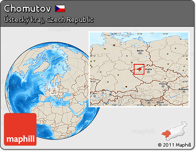 Shaded Relief Location Map of Chomutov