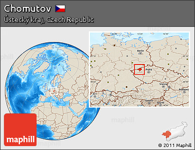 Shaded Relief Location Map of Chomutov