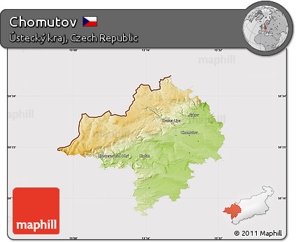 Physical Map of Chomutov, cropped outside