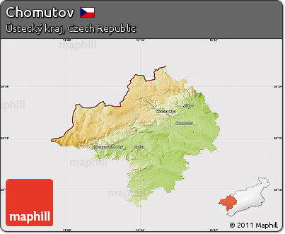 Physical Map of Chomutov, cropped outside