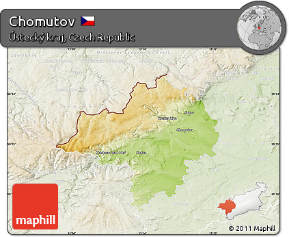 Physical Map of Chomutov, lighten