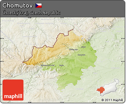 Physical Map of Chomutov, lighten