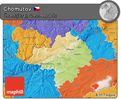 Physical Map of Chomutov, political outside