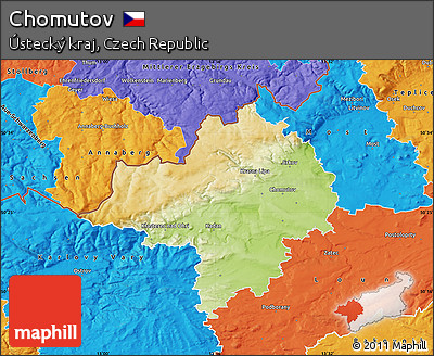 Physical Map of Chomutov, political outside