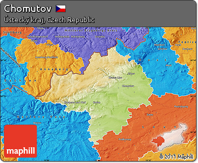 Physical Map of Chomutov, political outside