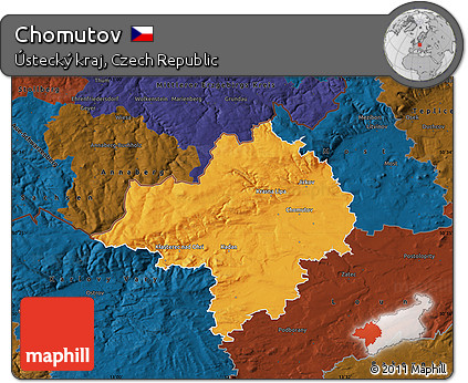 Political Map of Chomutov, darken