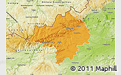 Political Map of Chomutov, physical outside