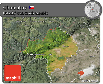 Satellite Map of Chomutov, semi-desaturated