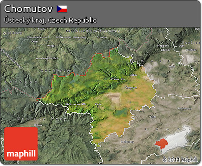 Satellite Map of Chomutov, semi-desaturated
