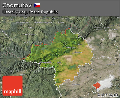 Satellite Map of Chomutov, semi-desaturated