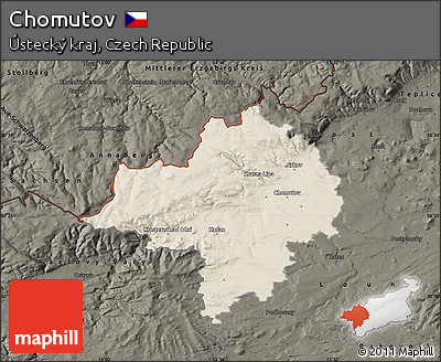 Shaded Relief Map of Chomutov, darken