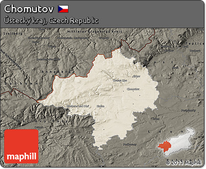 Shaded Relief Map of Chomutov, darken