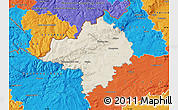 Shaded Relief Map of Chomutov, political outside
