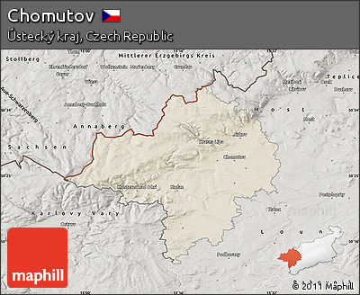 Shaded Relief Map of Chomutov, semi-desaturated