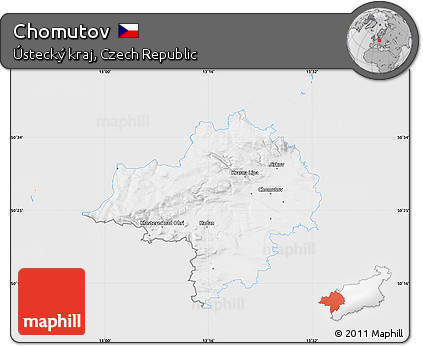 Silver Style Map of Chomutov, single color outside
