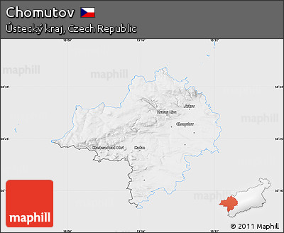 Silver Style Map of Chomutov, single color outside