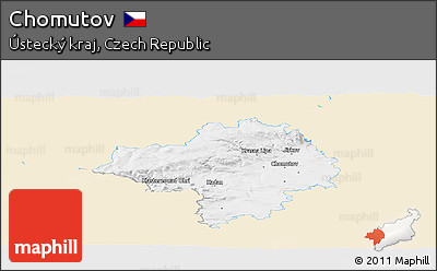 Classic Style Panoramic Map of Chomutov, single color outside