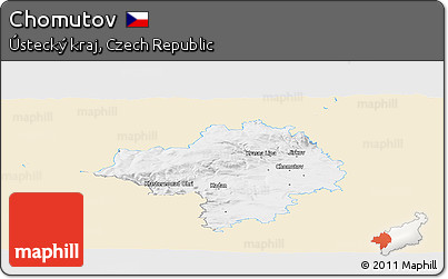 Classic Style Panoramic Map of Chomutov, single color outside